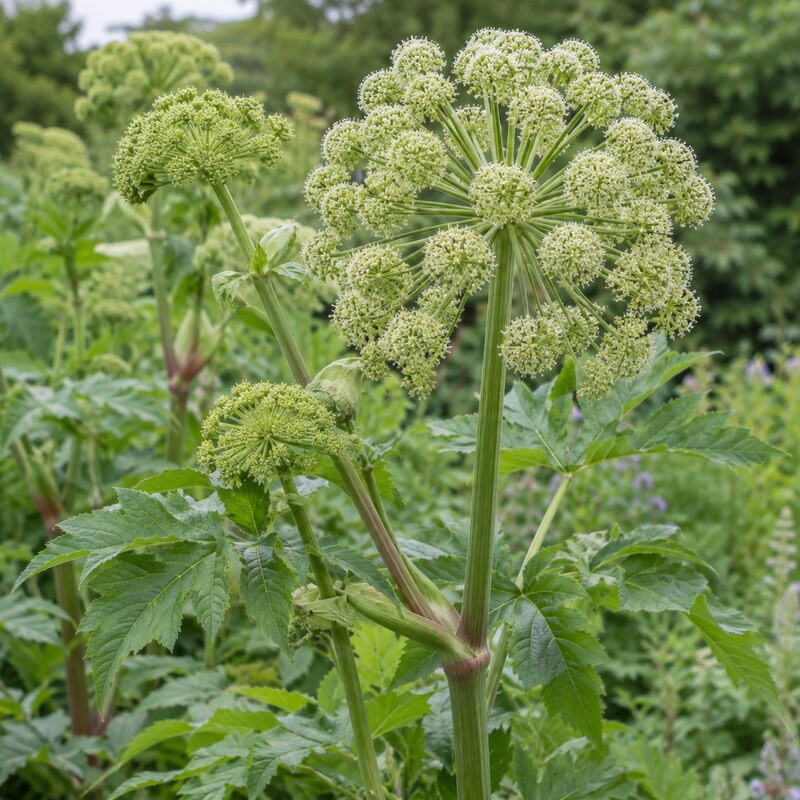 Garden angelica (Angelica archangelica) in flower