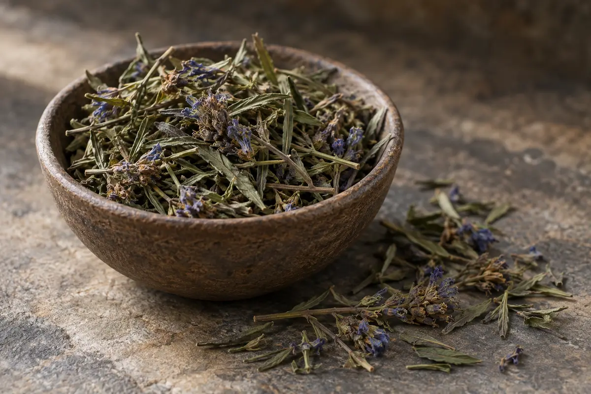 Dried hyssop leaves and flowers