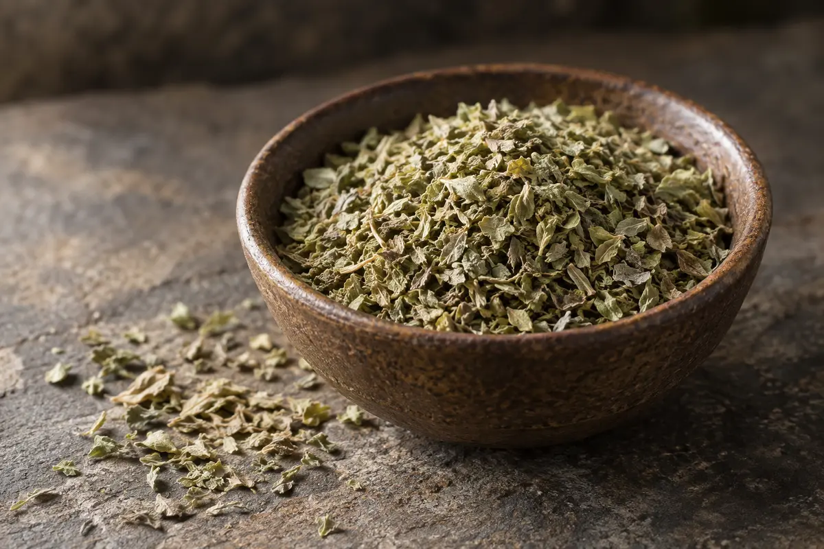 Dried marjoram leaves